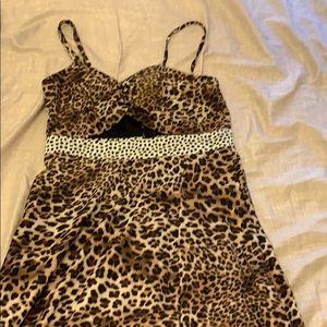 Nastygal leopard and Dalmatian mixed cutout midi